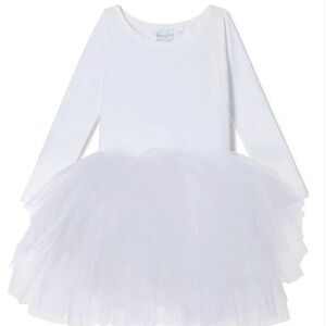 Long-Sleeve White Tulle Ballet Dress